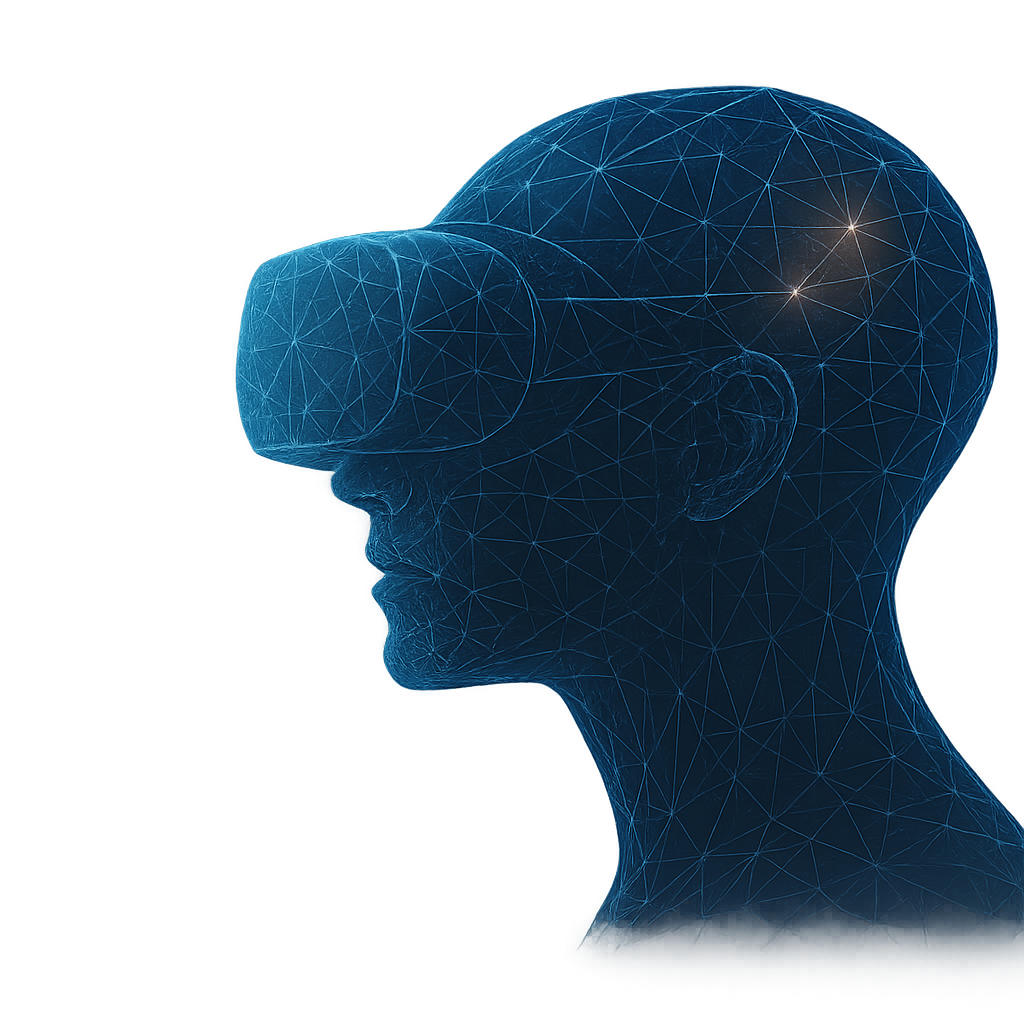 Créatrice immergée dans un univers virtuel premium